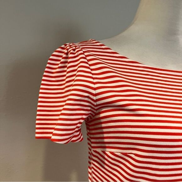 Ann Taylor Striped Red and White short sleeve mini casual Dress - Picture 3 of 13